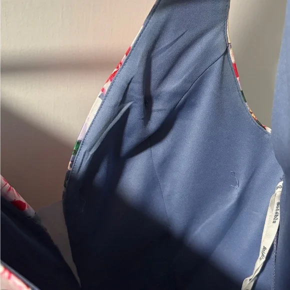 Soieblu Blue Satin Floral Fit-and-Flare Mini Dress - Picture 7 of 8